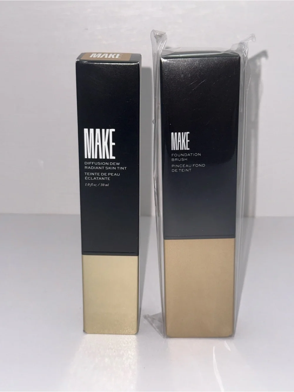 MAKE Beauty Glass Skin Bundle Diffusion Dew Skin Tint + Brush Beige 03 New